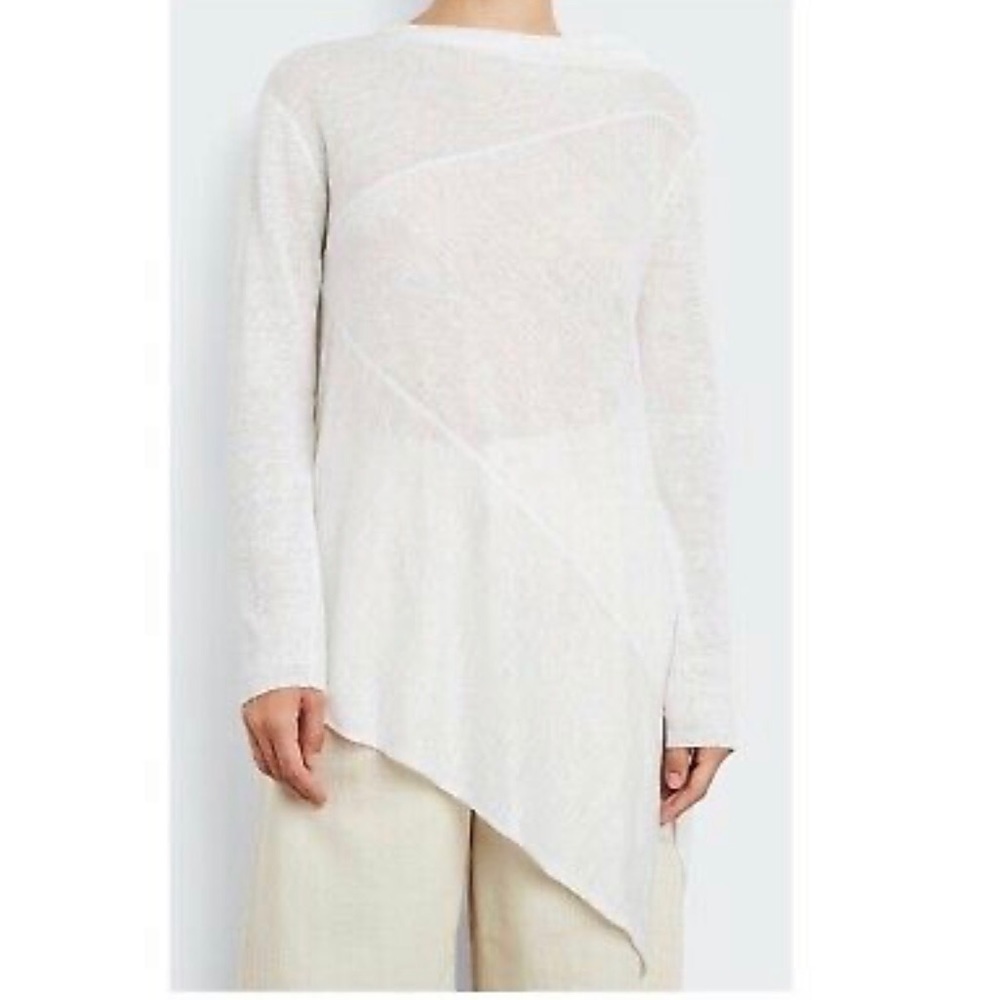 INHABIT asymmetrical grey linen lightweight sweater